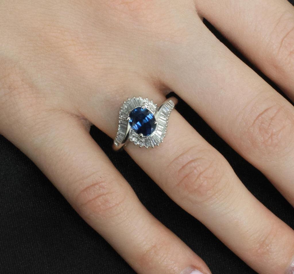 Fine 1.96ct Natural Intense Blue Sapphire 0.60ct Diamond Platinum Ring, Size 6.5