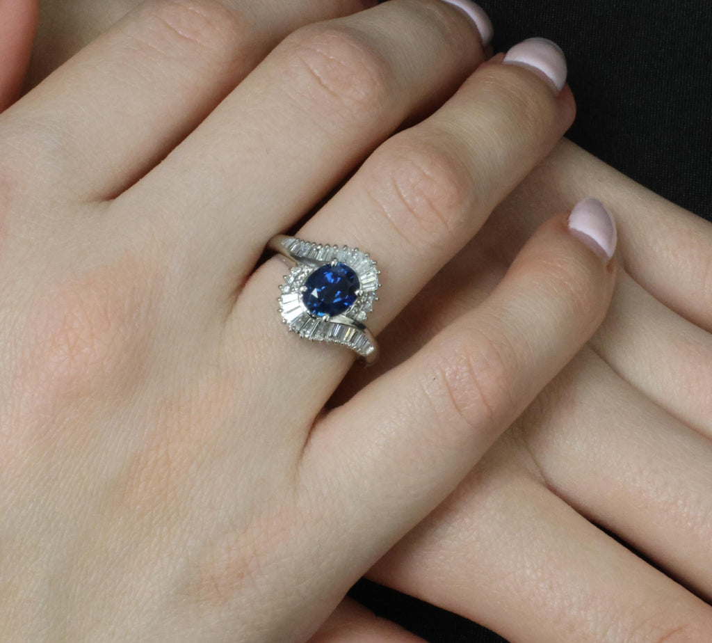 Fine 1.96ct Natural Intense Blue Sapphire 0.60ct Diamond Platinum Ring, Size 6.5