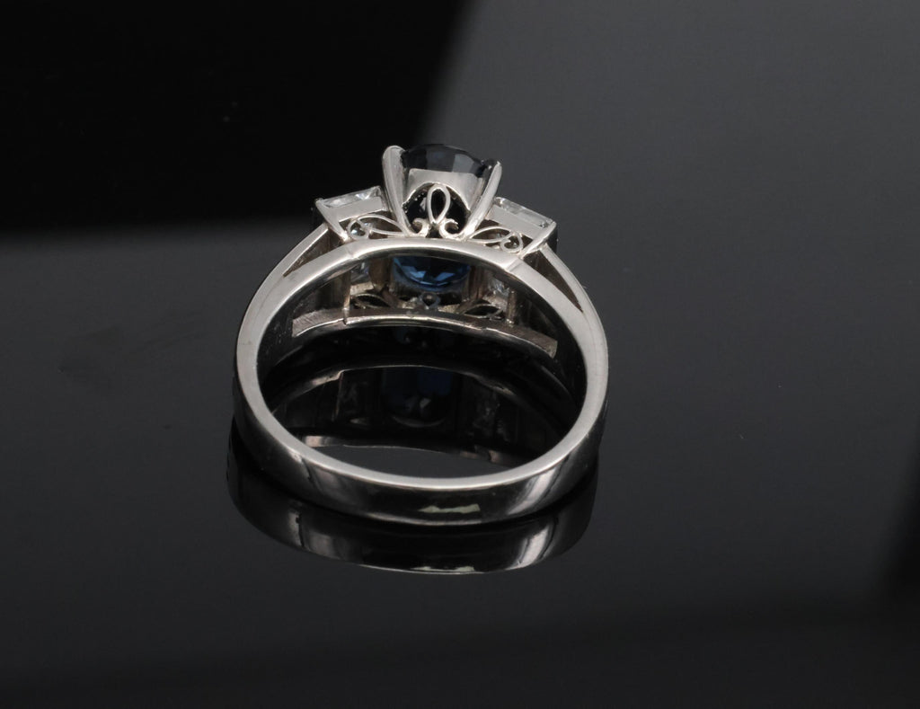 Fine 2.84ct Royal Blue Sapphire & 0.76ct Diamond Platinum Ring, Size 5.5