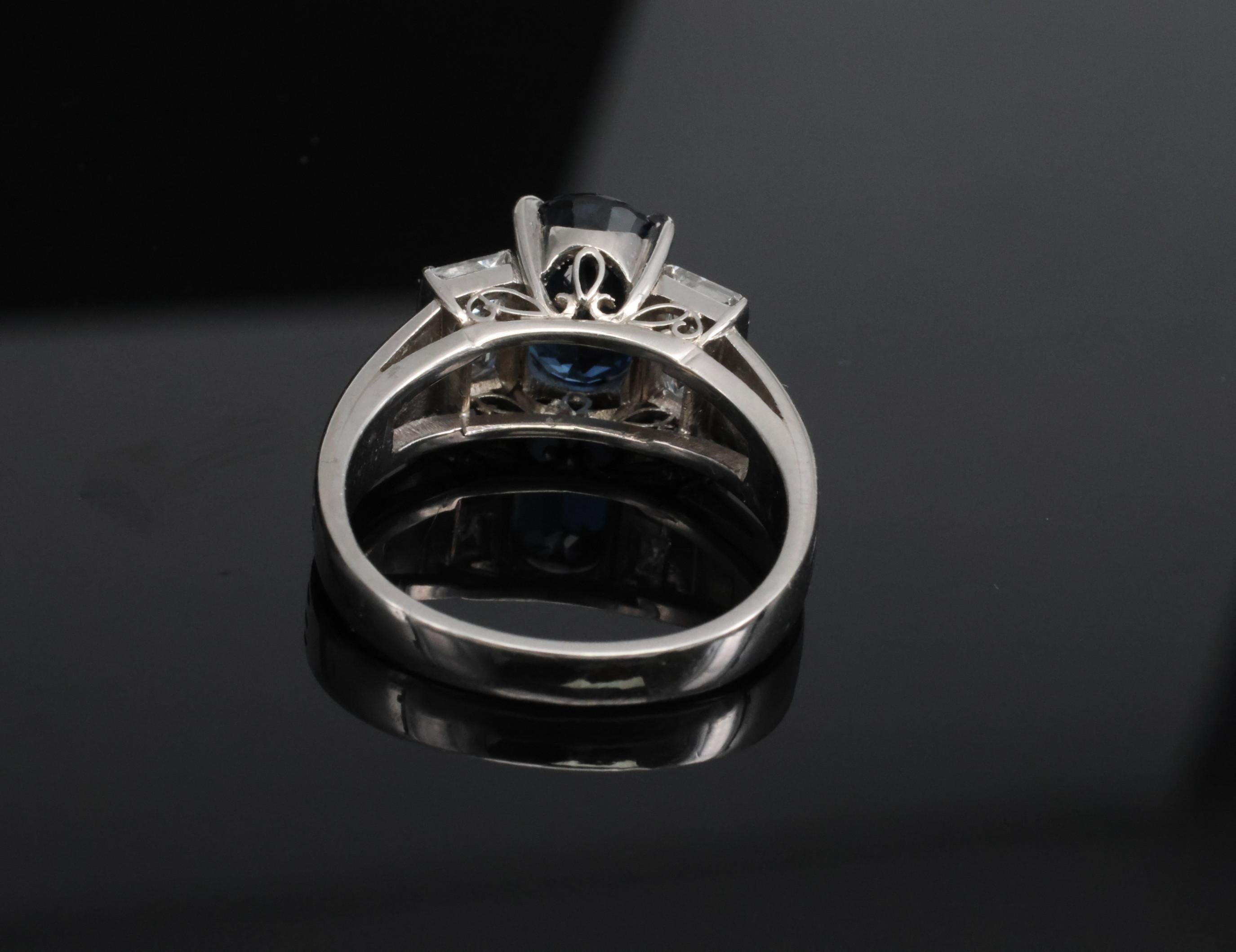 Fine 2.84ct Royal Blue Sapphire & 0.76ct Diamond Platinum Ring, Size 5.5