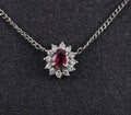 Fine 0.36ct Intense Red Ruby & 0.15ct Diamond Platinum Halo Necklace