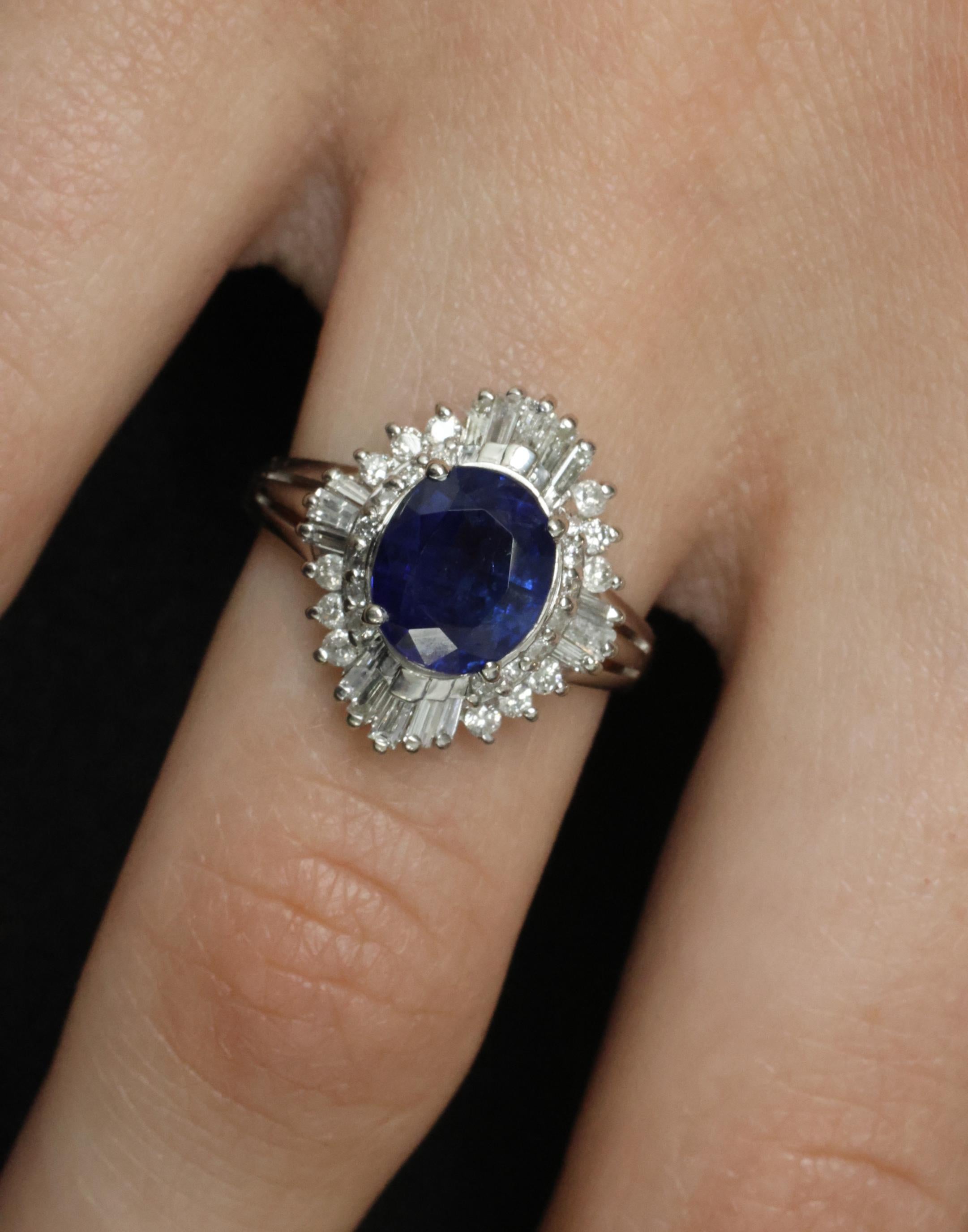 RARE 2.39ct GIA Burma No Heat Sapphire & 0.55ct Platinum Ring, Size 6