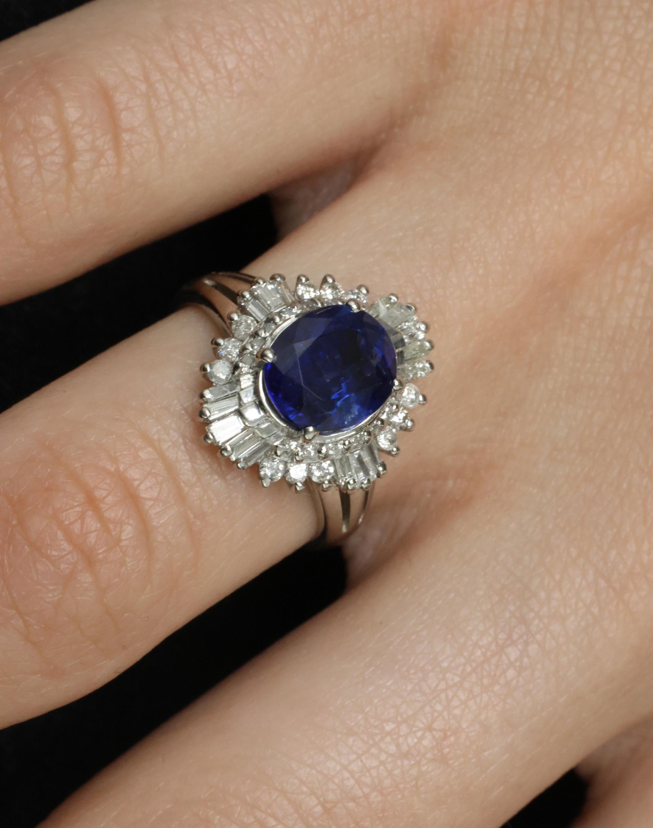 RARE 2.39ct GIA Burma No Heat Sapphire & 0.55ct Platinum Ring, Size 6