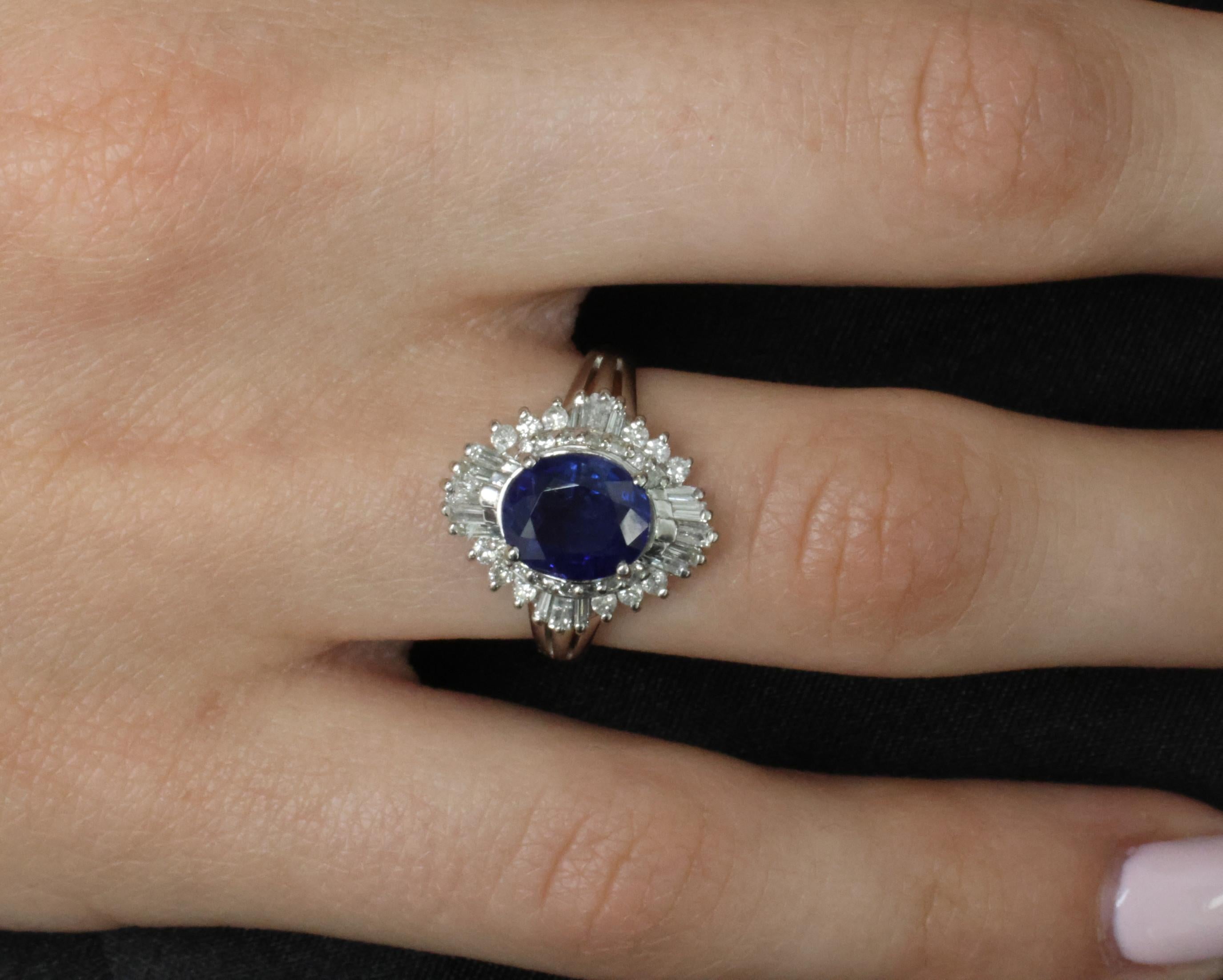 RARE 2.39ct GIA Burma No Heat Sapphire & 0.55ct Platinum Ring, Size 6