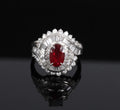 Intense Red 1.46ct GIA Certified Thai Ruby 1.20ct Diamond Platinum Ring Size 5.5