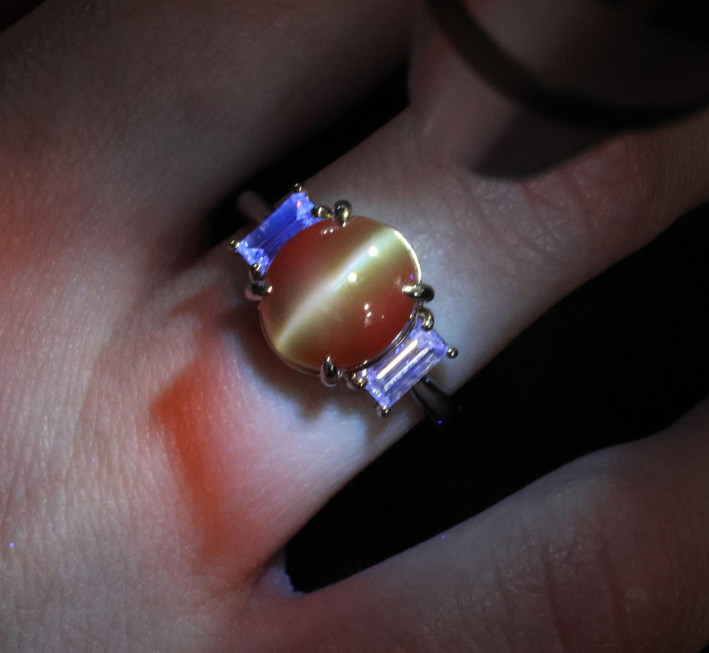 7.04ct GIA Natural Alexandrite Cats Eye & 0.68ct Diamond Platinum Ring, Size 6.5