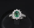 Vintage 1.19ct Chrome Green Tourmaline & 0.73ct Diamond Platinum Ring, Size 5.5