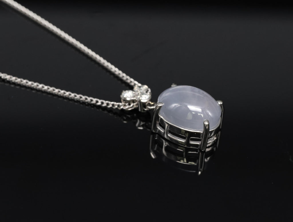Vintage 11.33ct Natural Star Sapphire 0.19ct Diamond Platinum 15.5 Inch Necklace