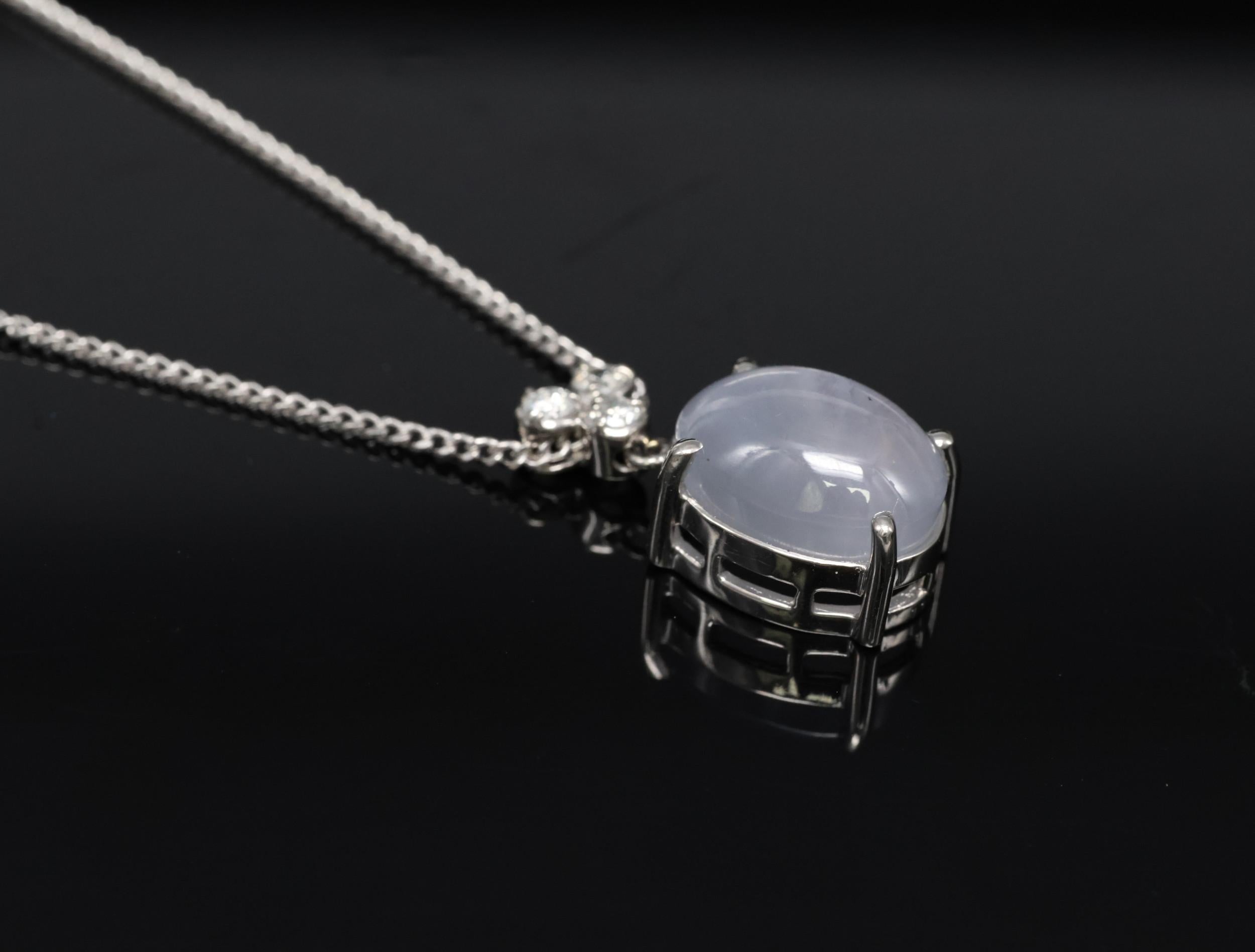 Vintage 11.33ct Natural Star Sapphire 0.19ct Diamond Platinum 15.5 Inch Necklace