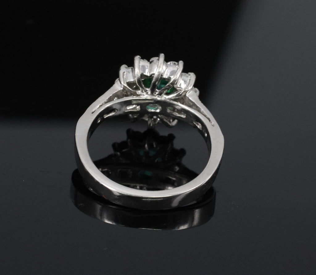 Vintage 1.19ct Chrome Green Tourmaline & 0.73ct Diamond Platinum Ring, Size 5.5