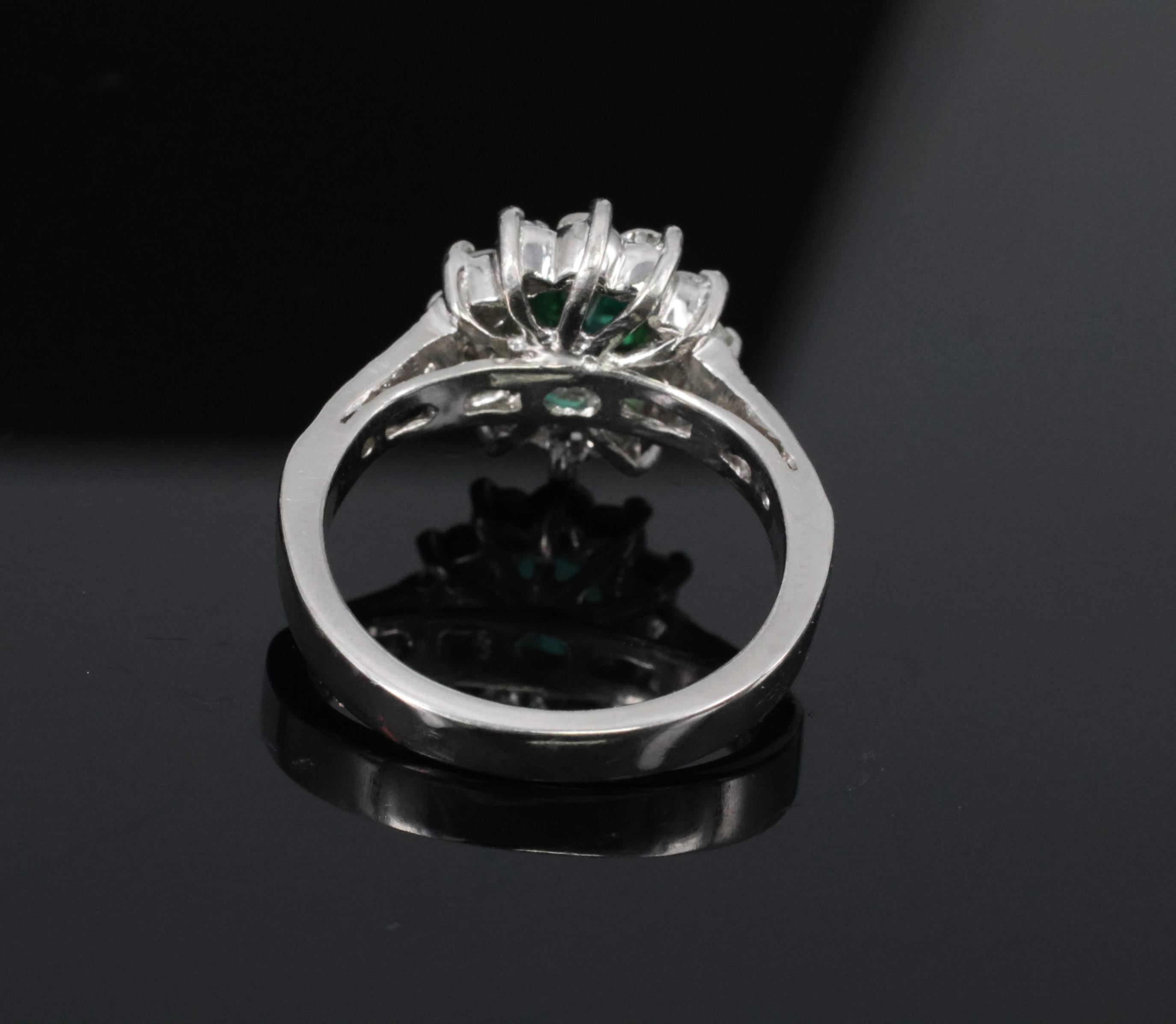 Vintage 1.19ct Chrome Green Tourmaline & 0.73ct Diamond Platinum Ring, Size 5.5