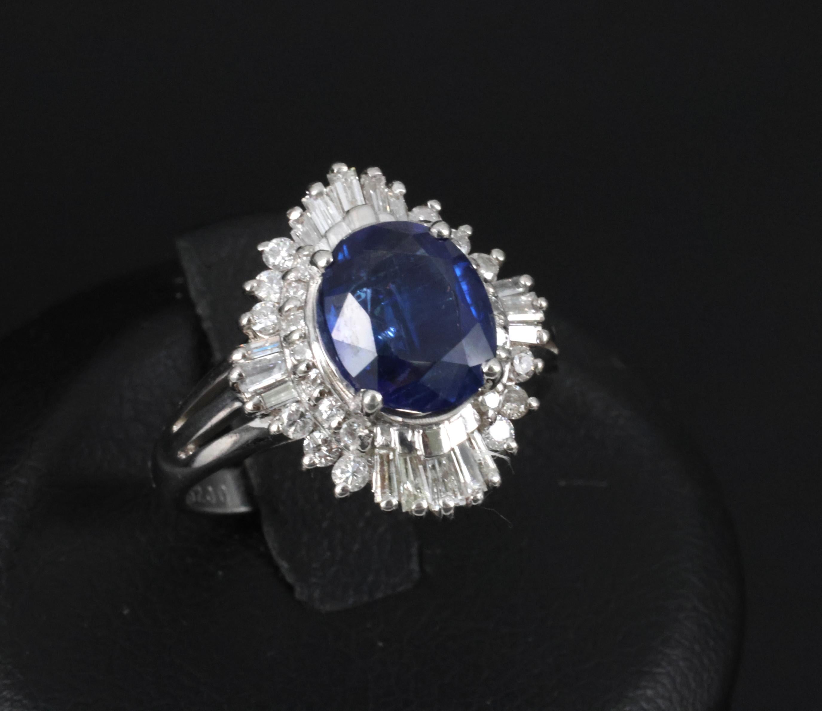 RARE 2.39ct GIA Burma No Heat Sapphire & 0.55ct Platinum Ring, Size 6