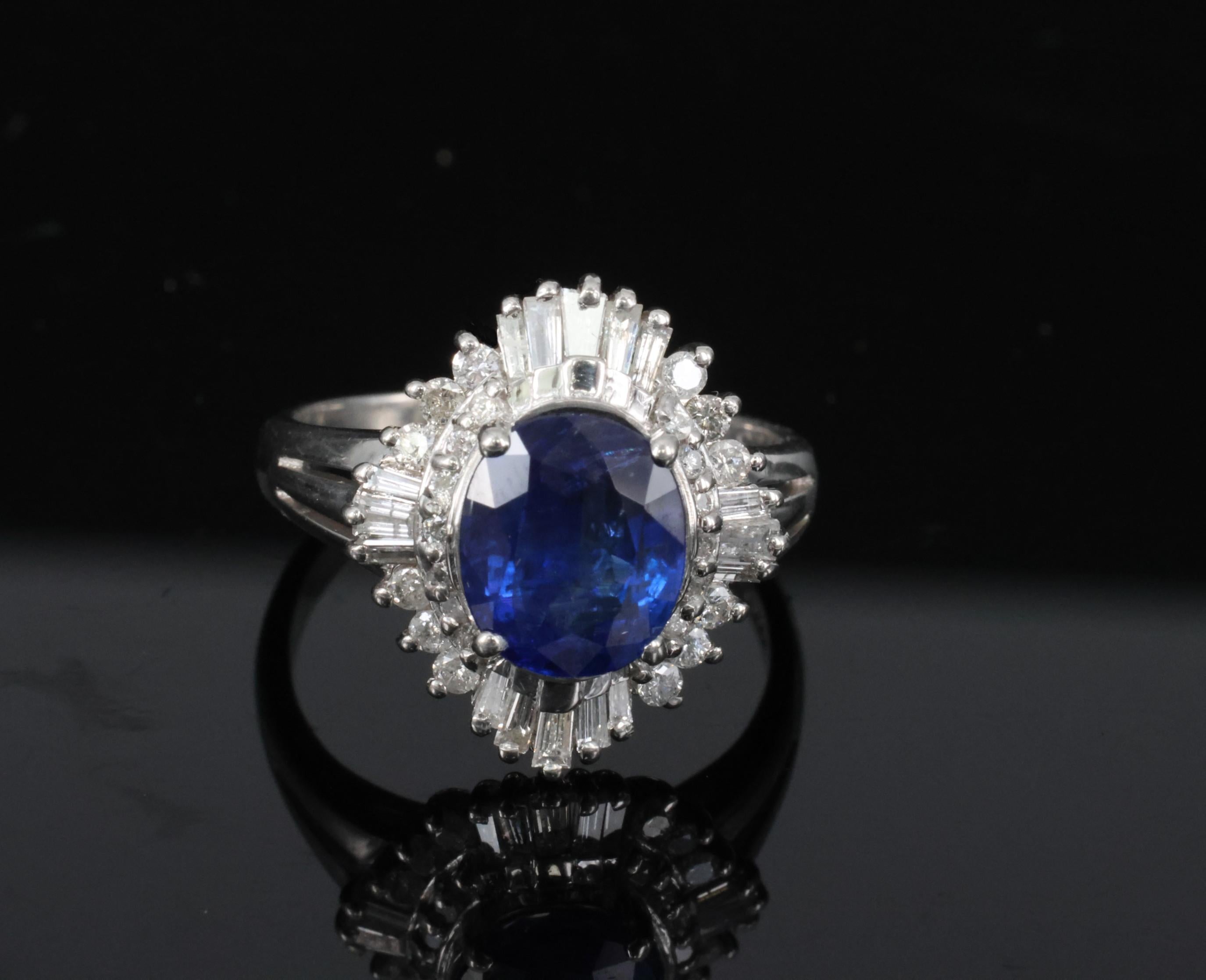 RARE 2.39ct GIA Burma No Heat Sapphire & 0.55ct Platinum Ring, Size 6