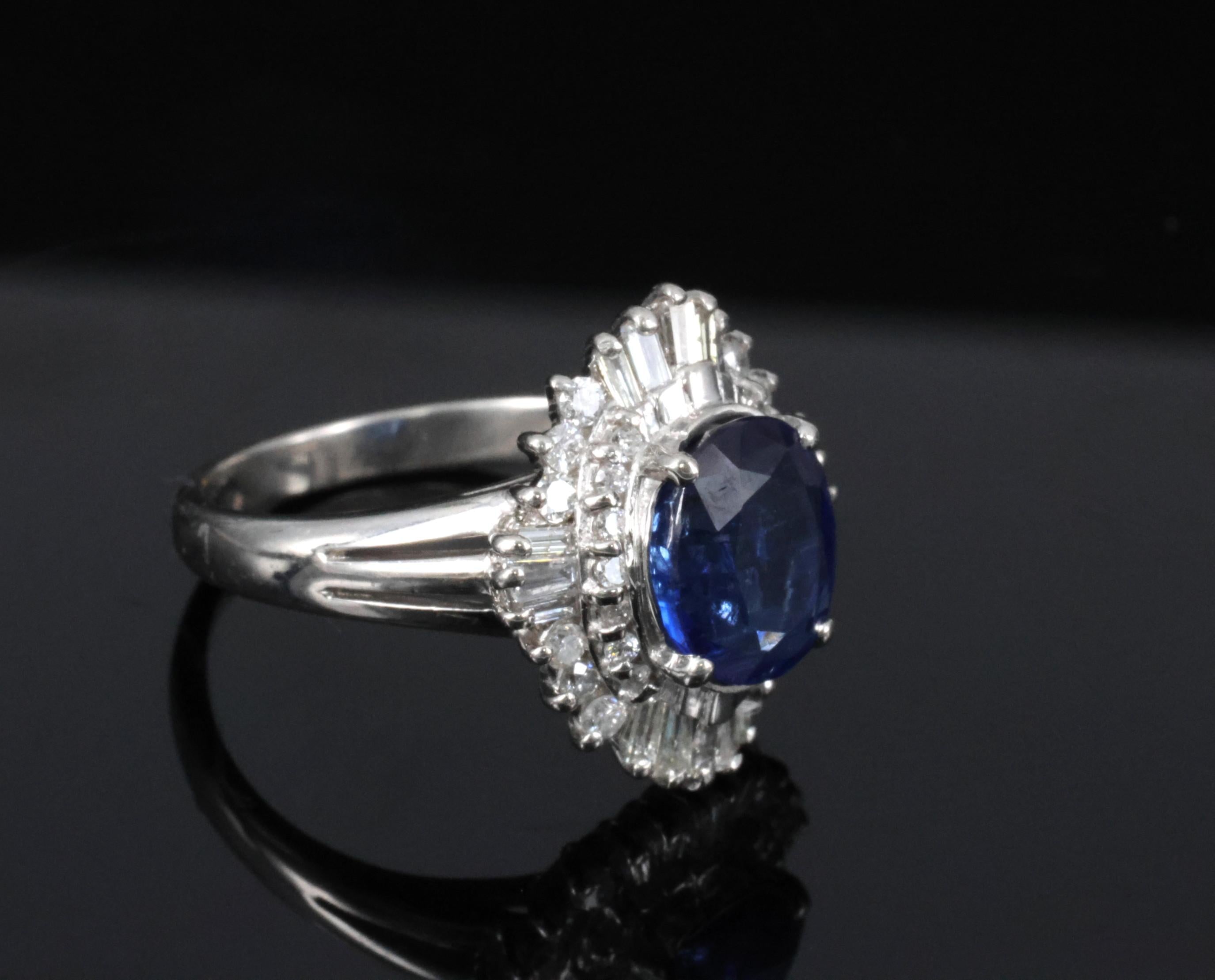 RARE 2.39ct GIA Burma No Heat Sapphire & 0.55ct Platinum Ring, Size 6