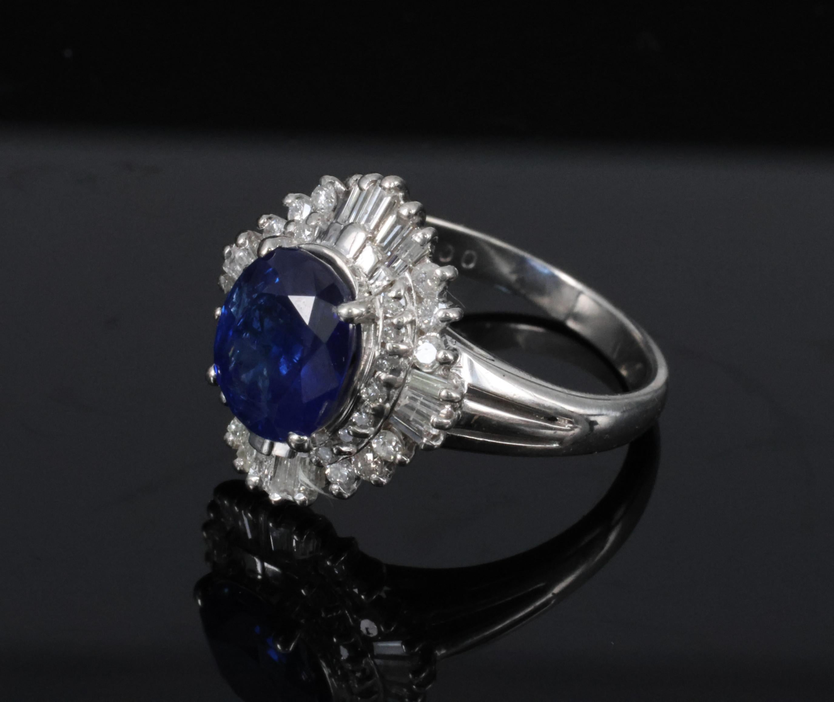 RARE 2.39ct GIA Burma No Heat Sapphire & 0.55ct Platinum Ring, Size 6
