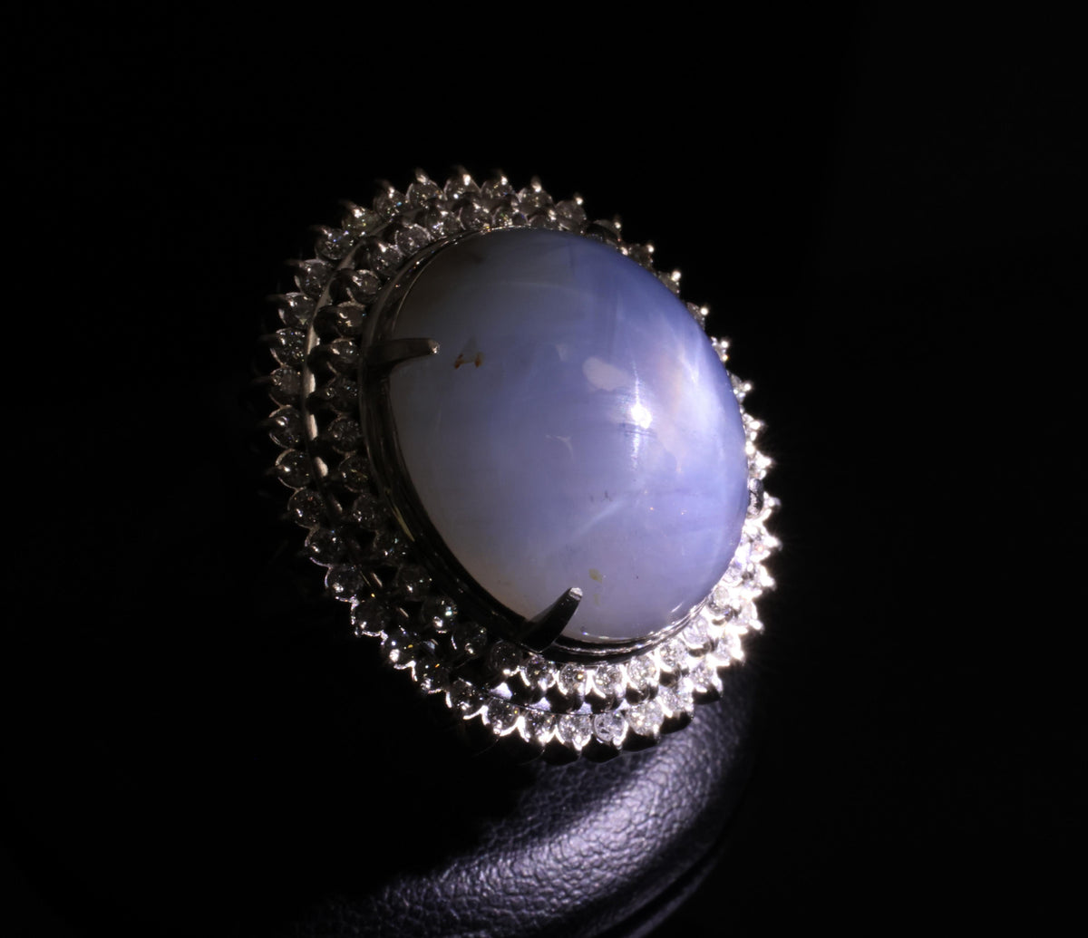 MASSIVE!! 58.00ct Natural Star Sapphire & 1.33ct Diamond Platinum Ring, Size 6.5