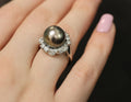 12.1mm Mikimoto Aurora Lagoon Peacock Pearl 0.67ct Diamond Platinum Ring Sz-5.5