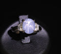 Fine 4.87ct Natural Blue Star Sapphire & 0.32ct Diamond Platinum Ring, Size 6.5