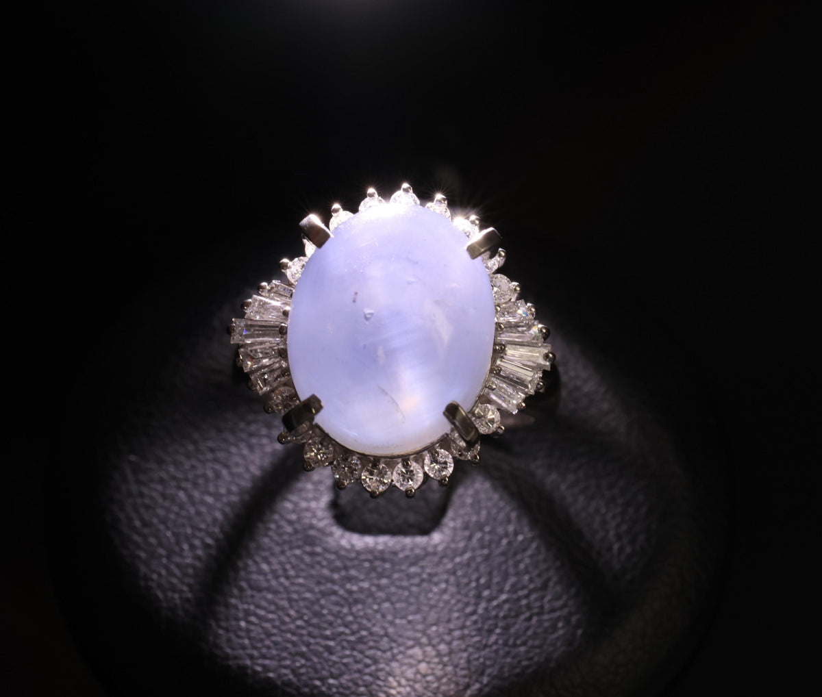 13.87ct Natural Untreated Star Sapphire & 0.65ct Diamond Platinum Ring, Size 5.5