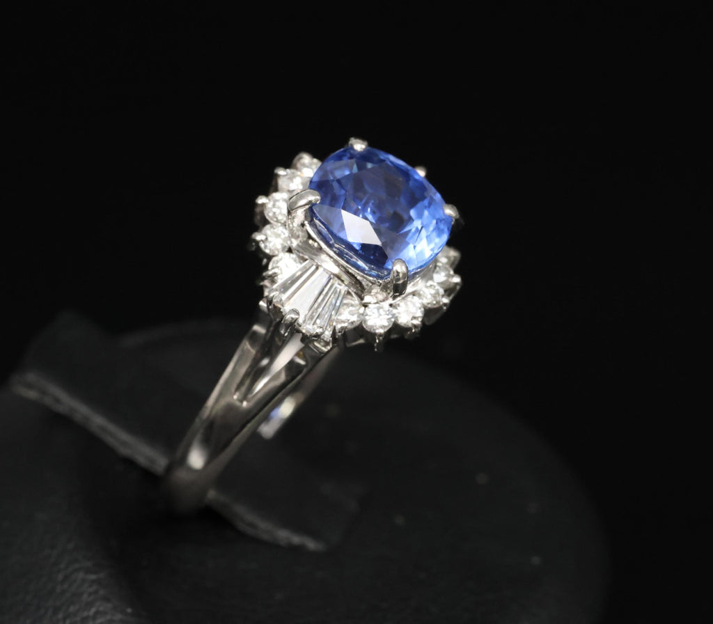 Fine 2.72ct GIA Ceylon Sapphire & 0.55ct Diamond Platinum Ring Size 6.75