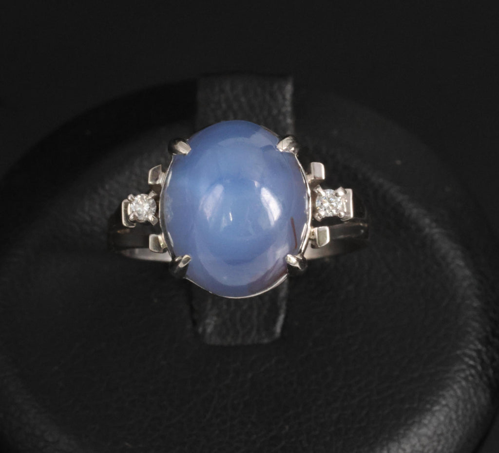 9.14ct GIA Ceylon No Heat Star Sapphire & 0.02ct Diamond Platinum Ring, Size 5.5