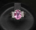 Rare 2.10ct GIA Certified Pink Sapphire 0.40ct Diamond Platinum Ring Size 5