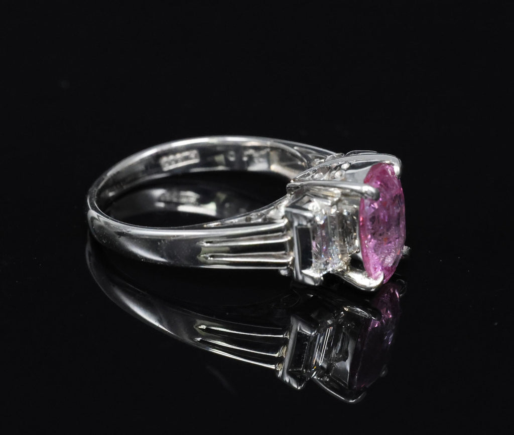 Rare 2.10ct GIA Certified Pink Sapphire 0.40ct Diamond Platinum Ring Size 5