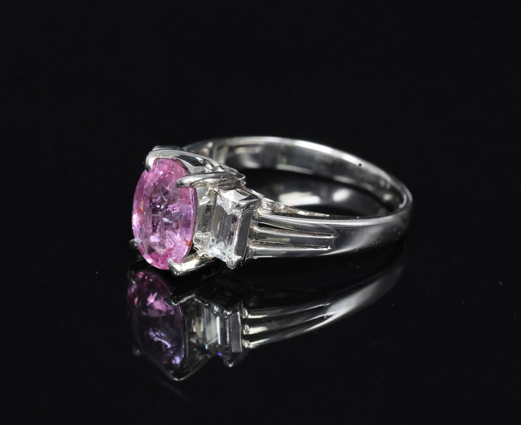 Rare 2.10ct GIA Certified Pink Sapphire 0.40ct Diamond Platinum Ring Size 5