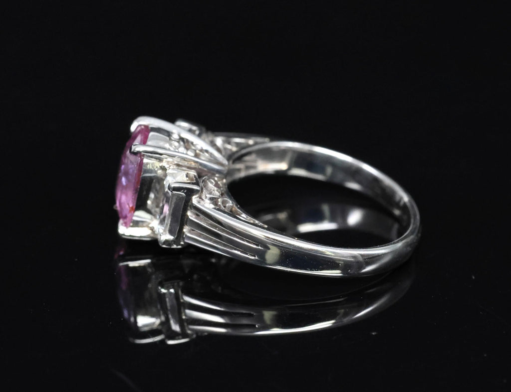 Rare 2.10ct GIA Certified Pink Sapphire 0.40ct Diamond Platinum Ring Size 5