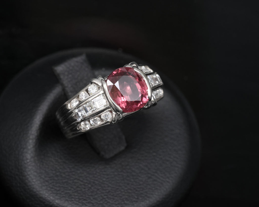 Rare 3.04ct GIA Certified Thai Ruby & 0.49ct Diamond Platinum Ring Size 6