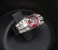 Rare 3.04ct GIA Certified Thai Ruby & 0.49ct Diamond Platinum Ring Size 6