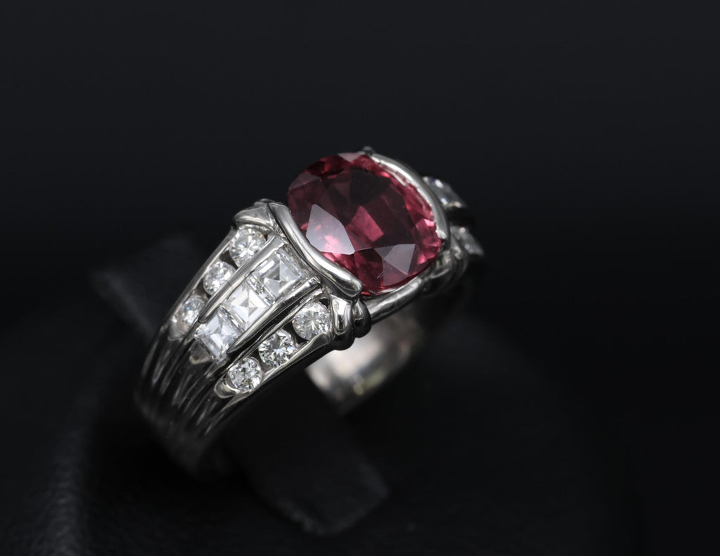 Rare 3.04ct GIA Certified Thai Ruby & 0.49ct Diamond Platinum Ring Size 6