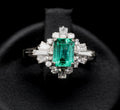 Fine 0.91ct GIA Colombian Emerald 0.51ct Diamond Platinum Ring Size 6.25
