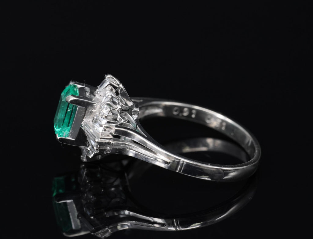 Fine 0.91ct GIA Colombian Emerald 0.51ct Diamond Platinum Ring Size 6.25