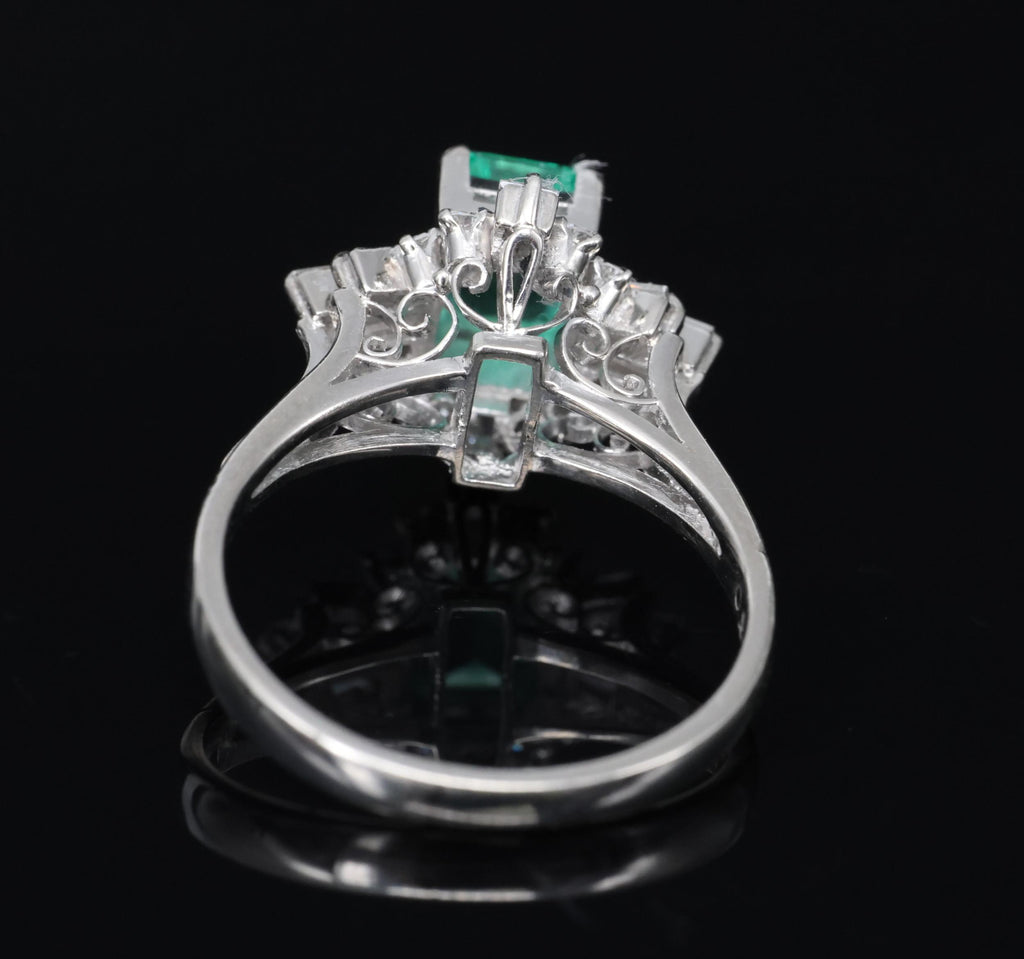 Fine 0.91ct GIA Colombian Emerald 0.51ct Diamond Platinum Ring Size 6.25