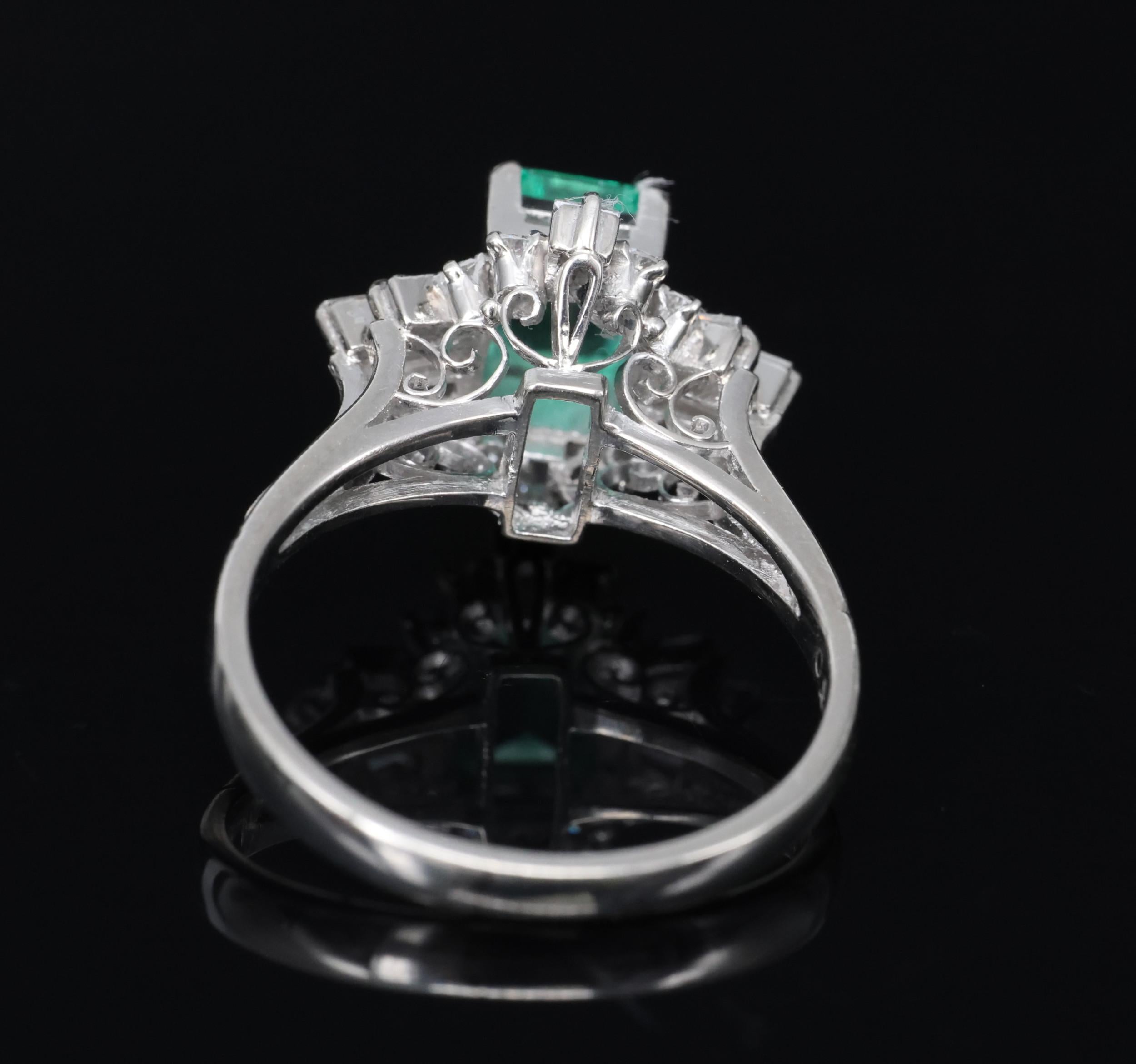 Fine 0.91ct GIA Colombian Emerald 0.51ct Diamond Platinum Ring Size 6.25