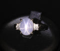 Fine 6.05ct Natural Star Sapphire& 0.15ct Diamond Platinum Ring, Size 6.75