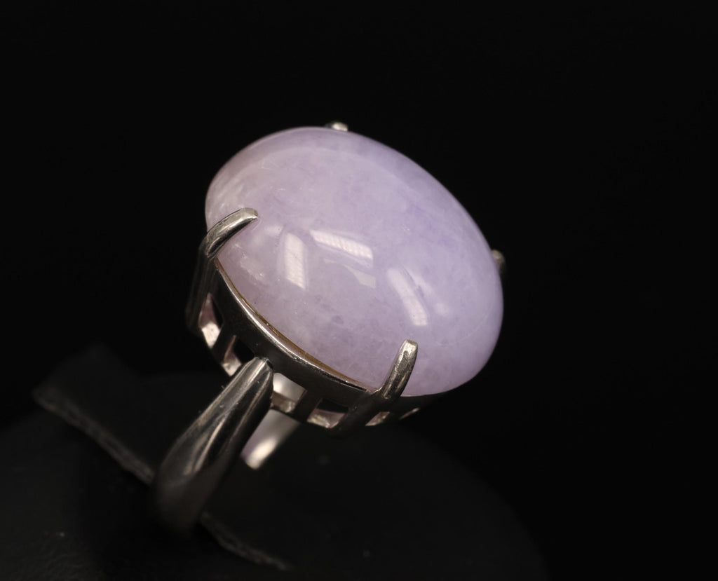 Vintage 25.64ct Natural Untreated Lavender Jadeite Jade Platinum Ring, Size 5