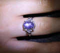 4.54ct Natural Purple Blue Star Sapphire 0.31ct Diamond Platinum Ring, Size 6.25