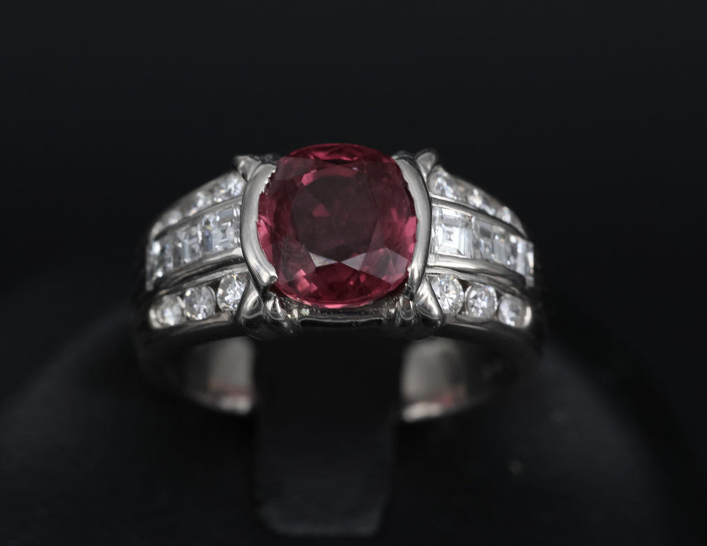 Rare 3.04ct GIA Certified Thai Ruby & 0.49ct Diamond Platinum Ring Size 6