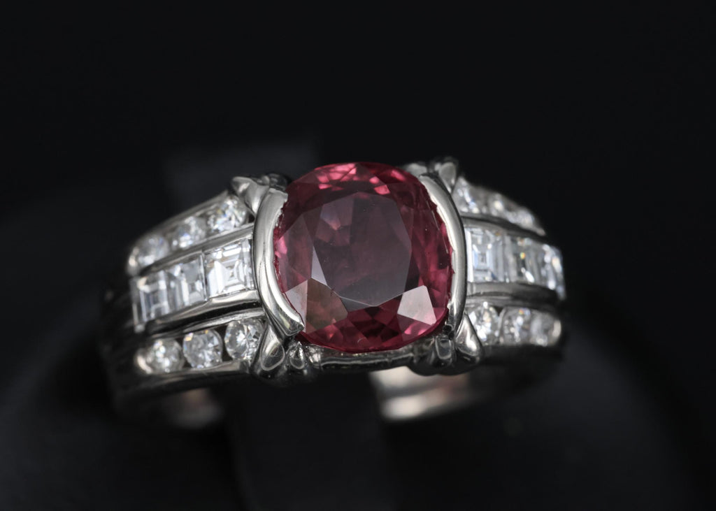 Rare 3.04ct GIA Certified Thai Ruby & 0.49ct Diamond Platinum Ring Size 6