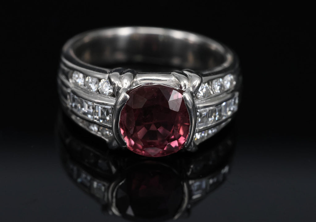 Rare 3.04ct GIA Certified Thai Ruby & 0.49ct Diamond Platinum Ring Size 6