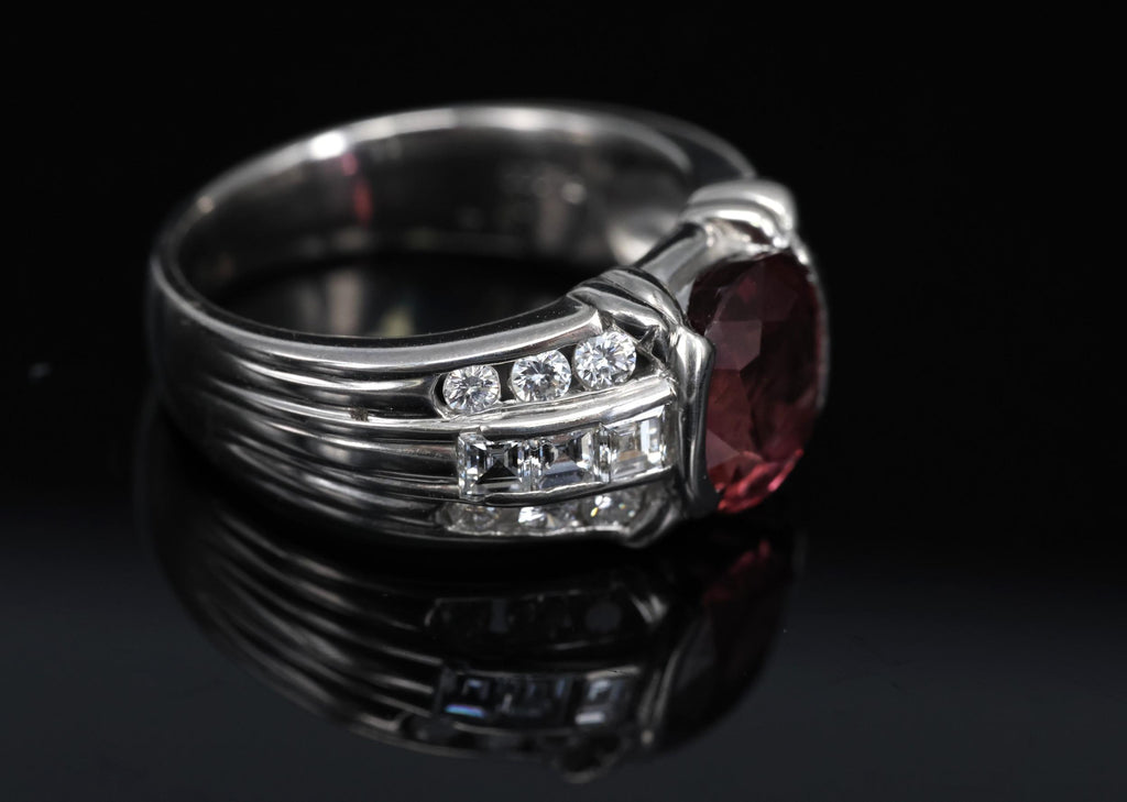 Rare 3.04ct GIA Certified Thai Ruby & 0.49ct Diamond Platinum Ring Size 6