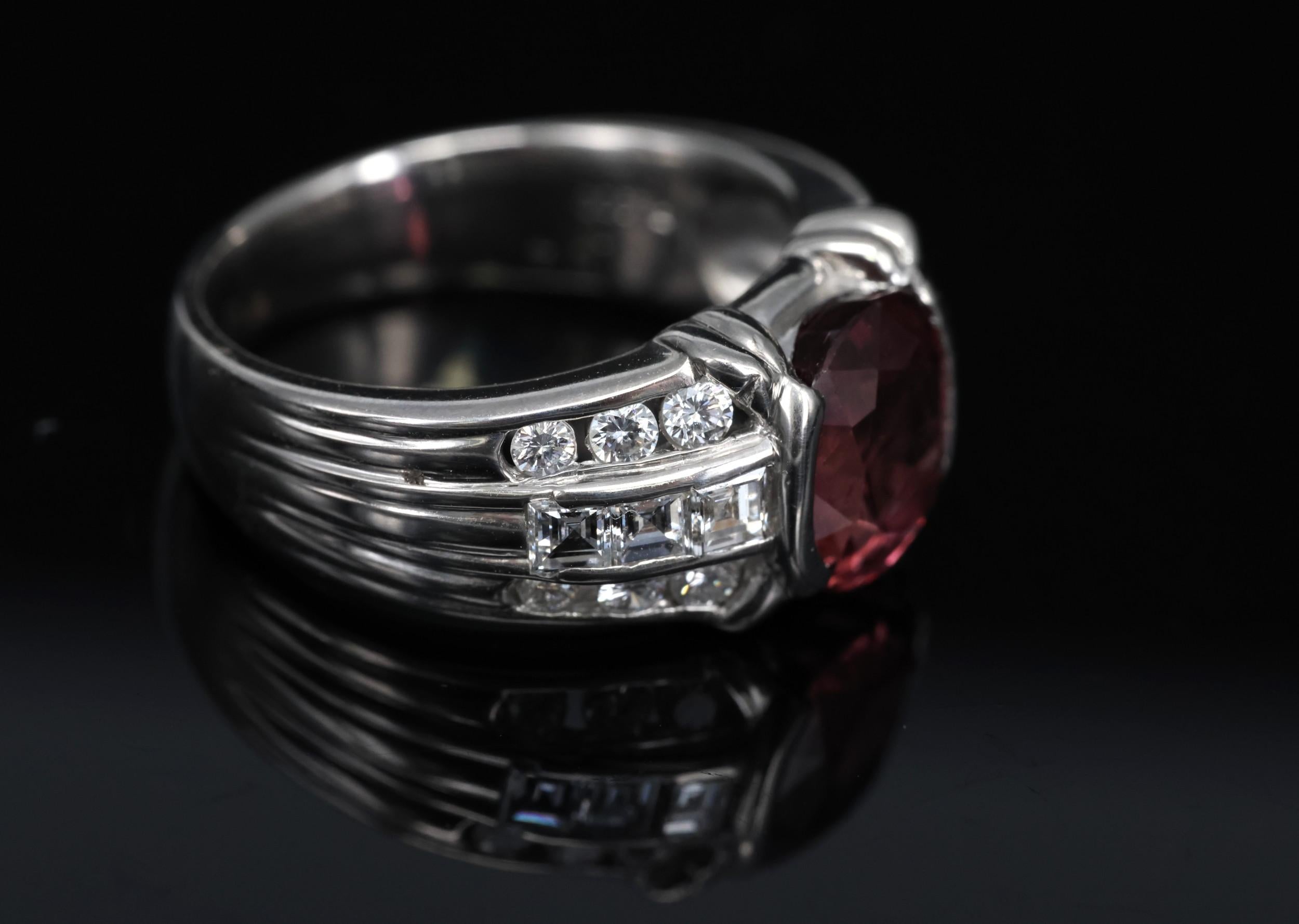 Rare 3.04ct GIA Certified Thai Ruby & 0.49ct Diamond Platinum Ring Size 6