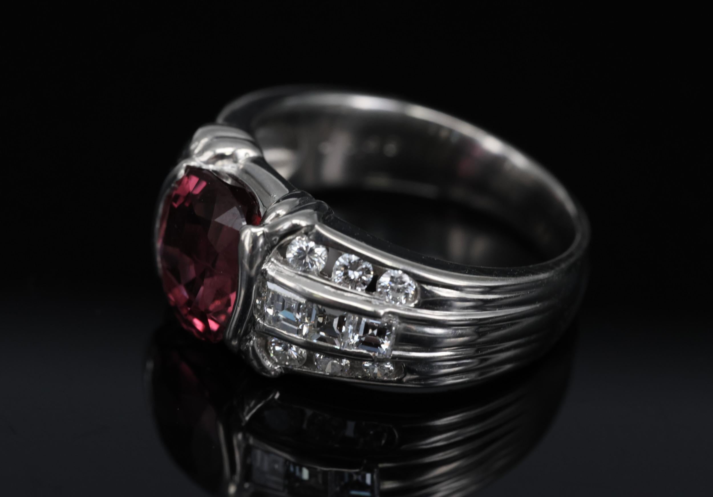 Rare 3.04ct GIA Certified Thai Ruby & 0.49ct Diamond Platinum Ring Size 6