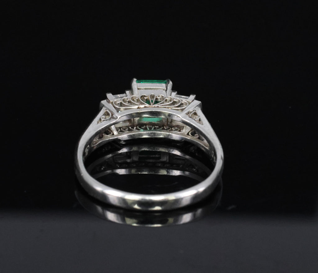 Rare 0.91ct GIA Colombian Emerald & 0.78ct Diamond Platinum Ring, Size 8.5