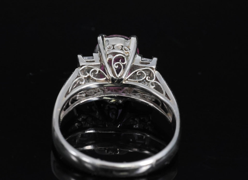 Rare 2.10ct GIA Certified Pink Sapphire 0.40ct Diamond Platinum Ring Size 5