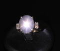 Fine 8.55ct Natural Star Sapphire & 0.20ct Diamond Platinum Ring, Size 5.75