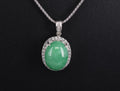 13.24ct Natural Untreated Jadeite Jade 0.61ct Diamond Platinum 17" Necklace
