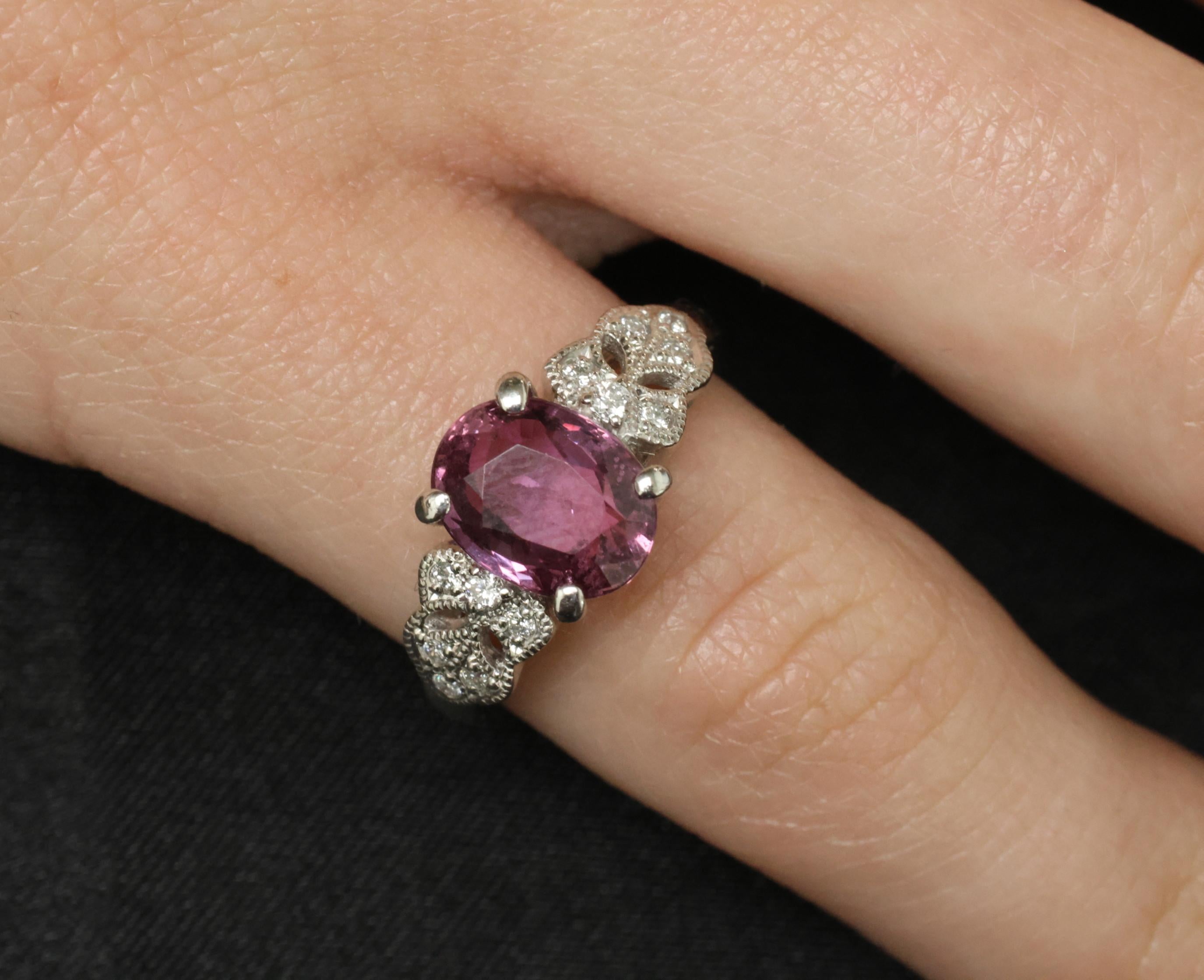 Fine 2.97ct GIA Madagascar Pink Sapphire & 0.13ct Diamond Platinum Ring Size 5